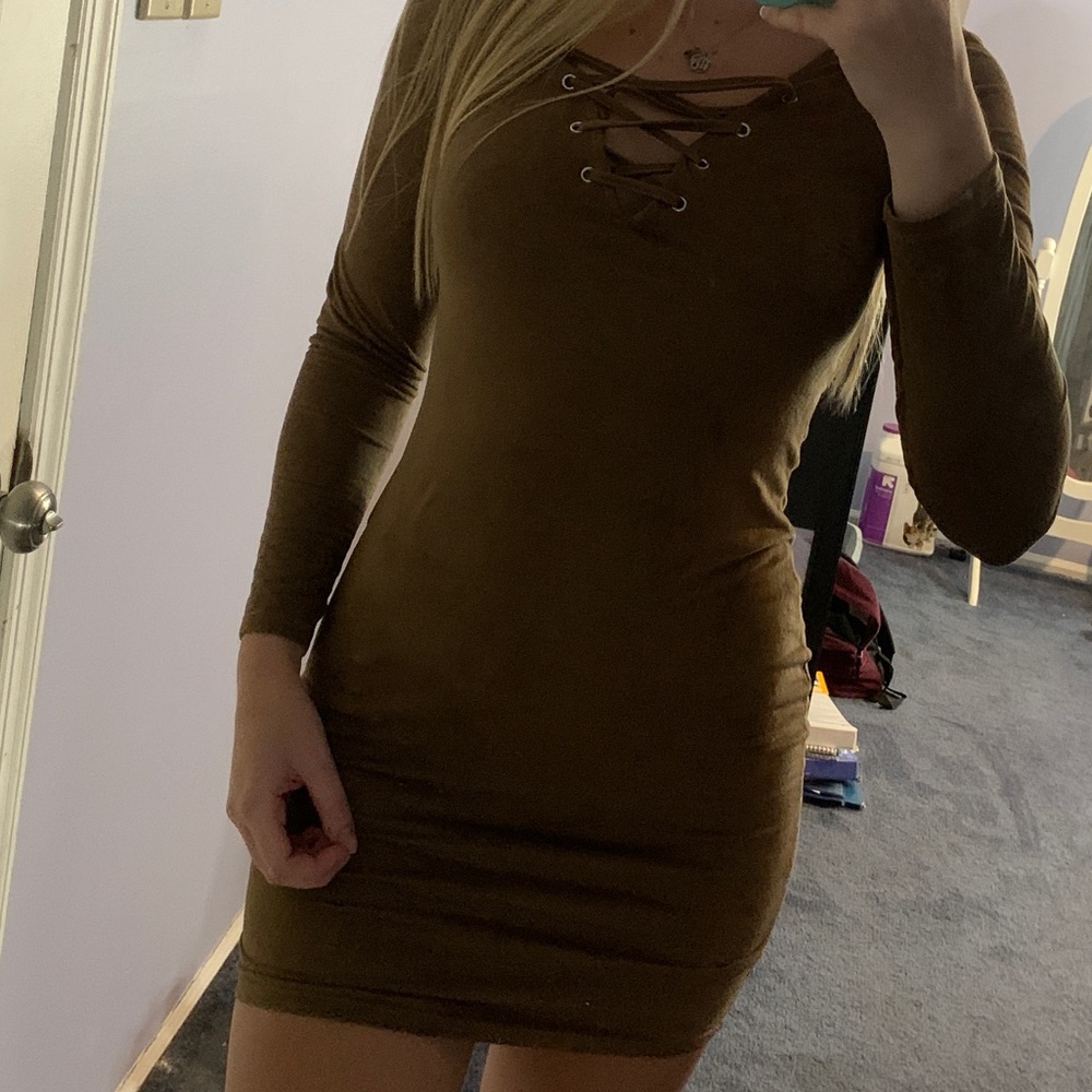 Brown satin dress from guess